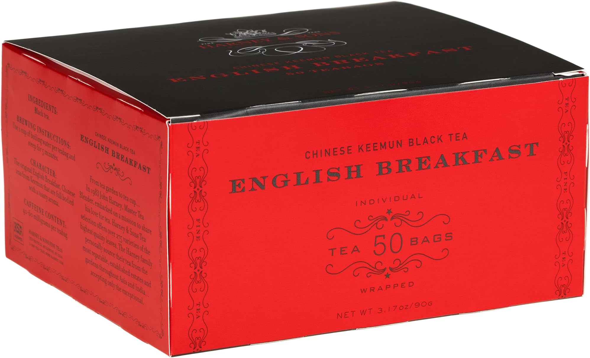 English Breakfast Black Tea, 50 Tea Bags – Classic Keemun Blend for Bold, Full-Bodied Flavor, Kosher