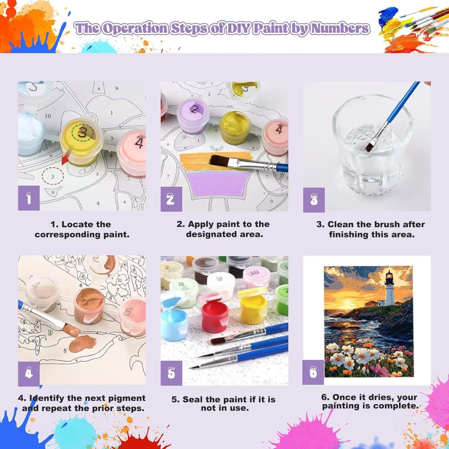 WEISHIWE Dipingere con i Numeri Adulti Paesaggio del faro, 80x100cm s-229 | Paint by Numbers Kit con Pennelli e Acrilico Pigmento, Fai da te Olio La Pittura di Numeri Kit, Decora la Casa, senza Cornice