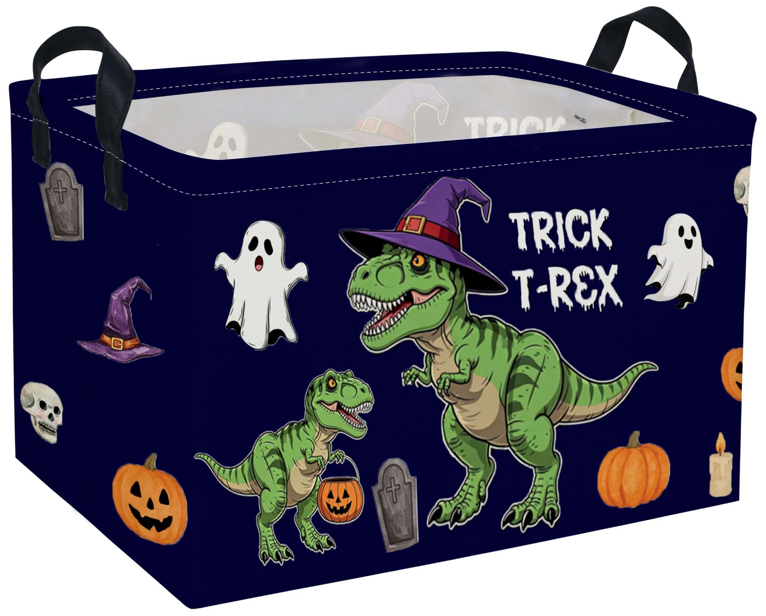 Rectangle Kids Baskets Halloween dinosaur Basket Cute Storage Bin Fish Box for Room Decor Gift Basket(Halloween dinosaur)