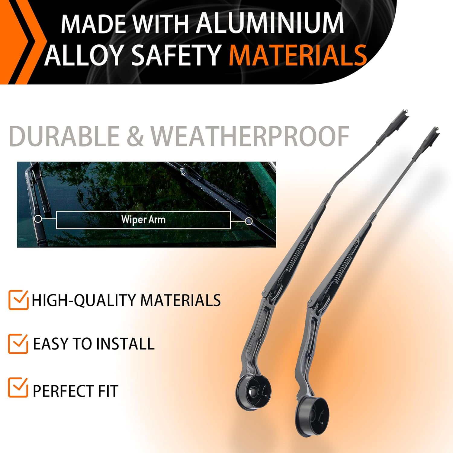 1 Pair Front Windshield Wiper Arm Kit Noiseless Fits Compatible with Ford Escape 2013-2019 Replaces OE CJ5Z17527A CJ5Z17527B 43513 Left and Right