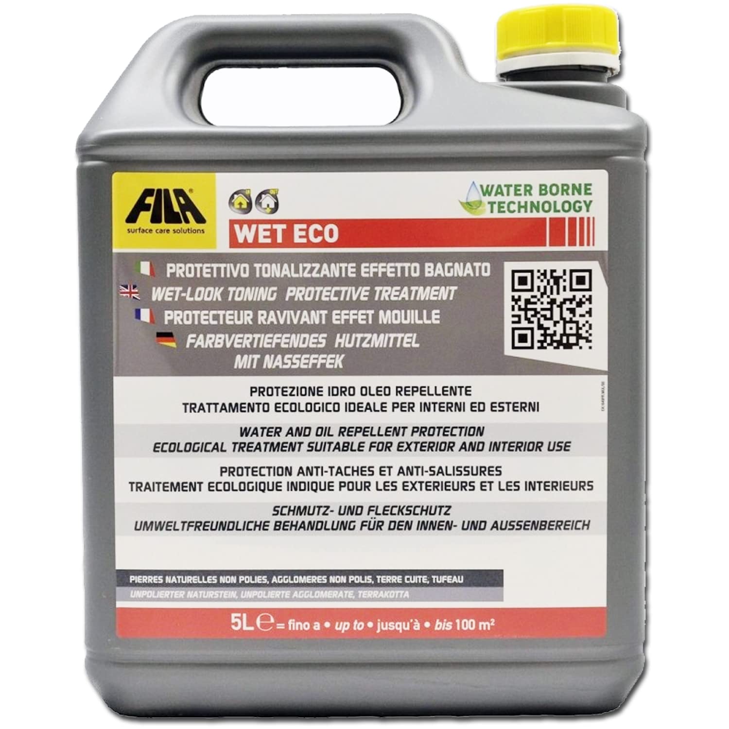 Wet Eco 5 Litri Protettivo Antimacchia E Antisporco Ad Effetto Bagnato | Per Superfici In Pietra Naturale Non Lucida, Agglomerati Non Lucidi E Cotto