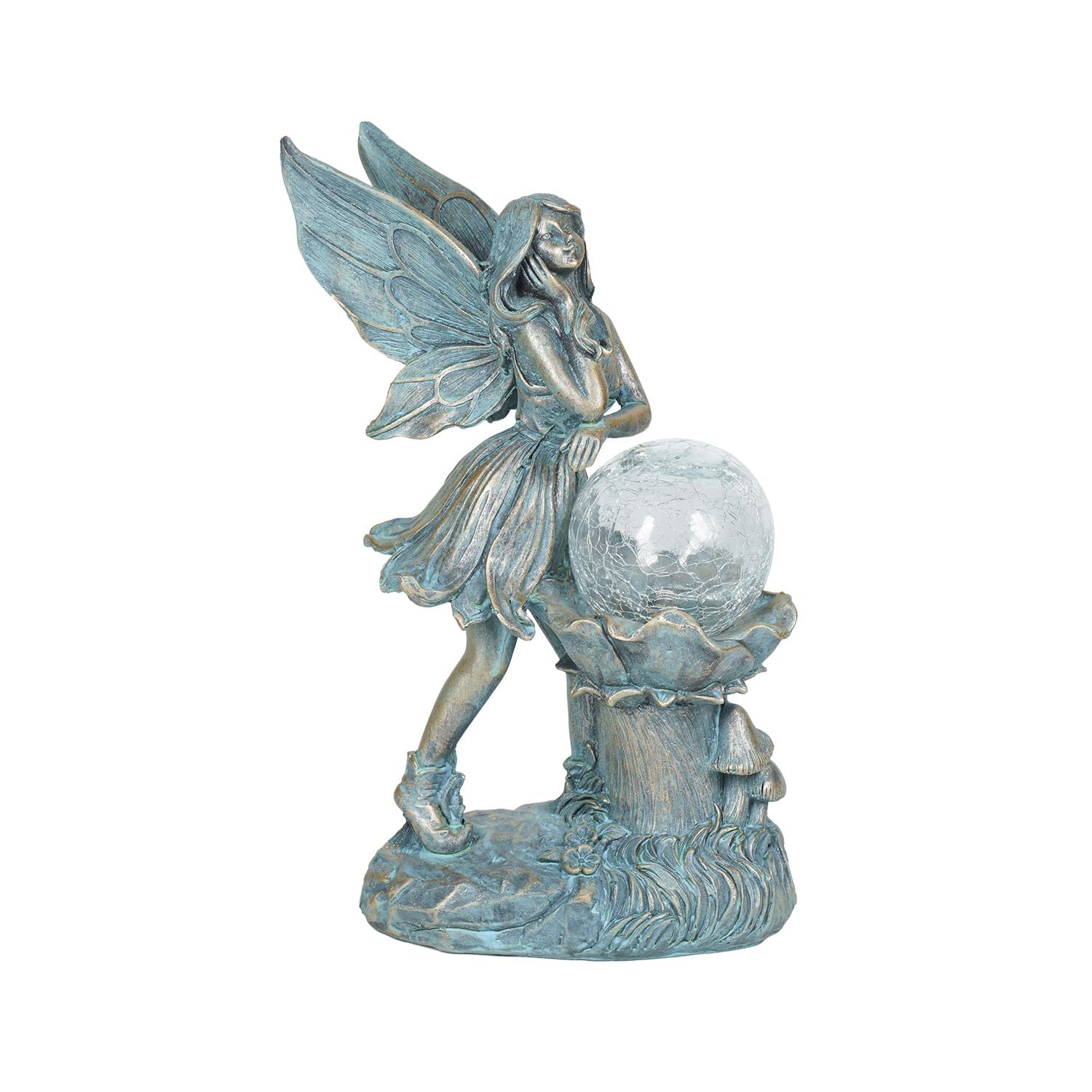 Limor Bronze 11.6" -Toned Solar Garden Angel Fairy Statue, Ideal For Gifting