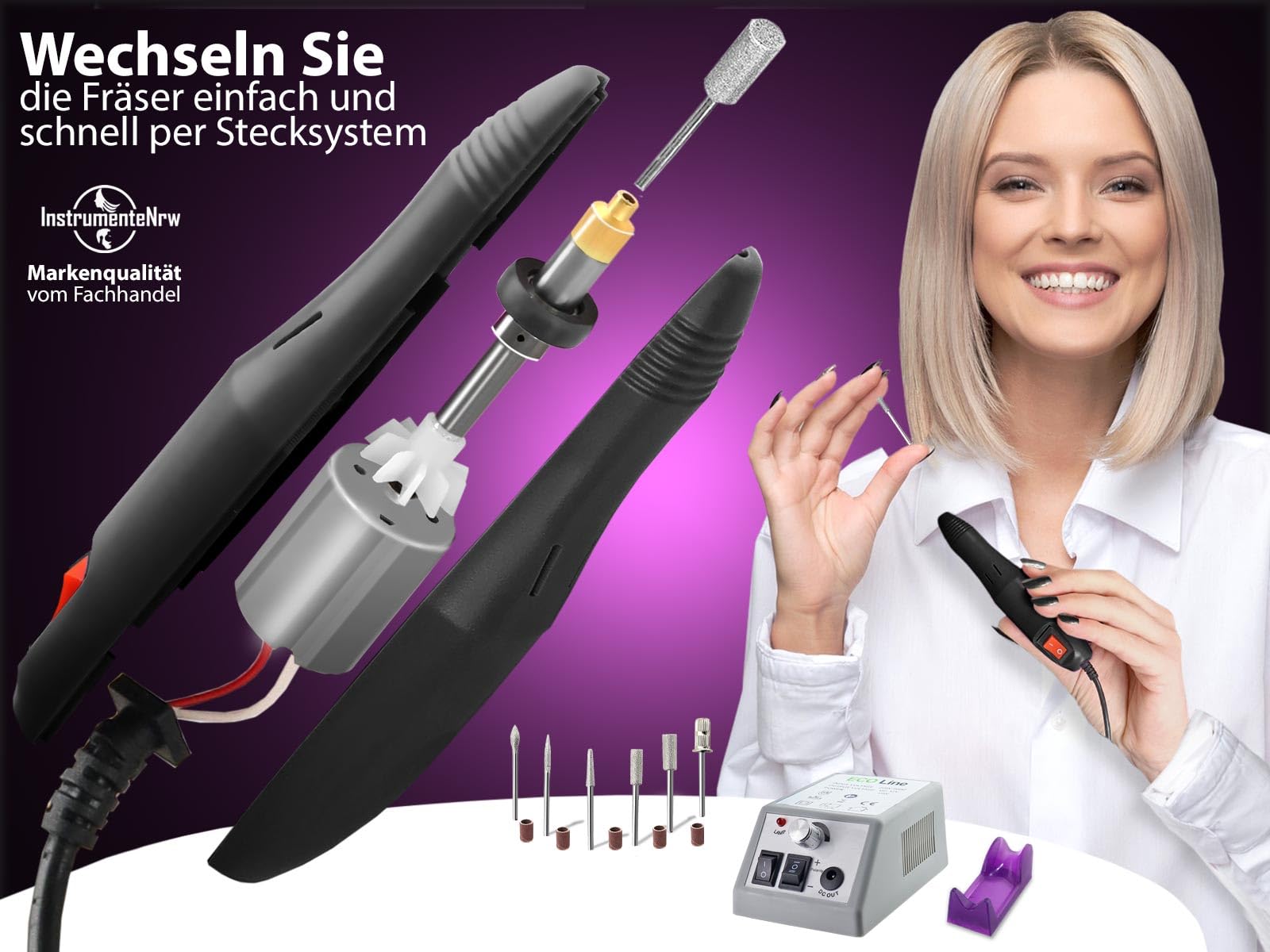 Elektrisches Fußpflegegerät mit Tasche Maniküre Pediküre Set mit Koffer | Fußpflege Hornhautentferner Nagelfräser Mobiles Maniküre Schleifgerät für die Pflege der Hände & Füße