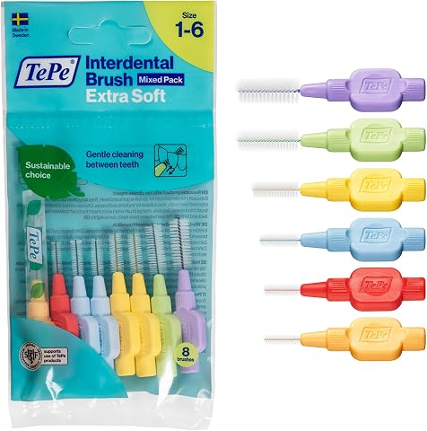 TePe Arayüz Fırçası, Ekstra Yumuşak, Karışık, 0.45-1.1mm/ISO 1-6, 8 adet | Plak Temizleme, Hassas Diş Eti ve Dişler İçin, Dar ile Geniş Aralıklar Arasında Kullanıma Uygun Fırça