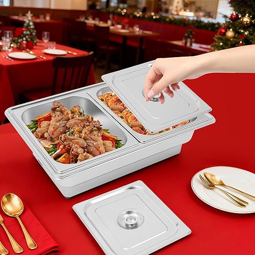 Miniatura 8 de Electric Chafing Dish Buffet Set, 14.26 QT Buffet Servers and Warmers Stainless Steel Chafing Dish, Commercial Food Warmer with Temperature Control