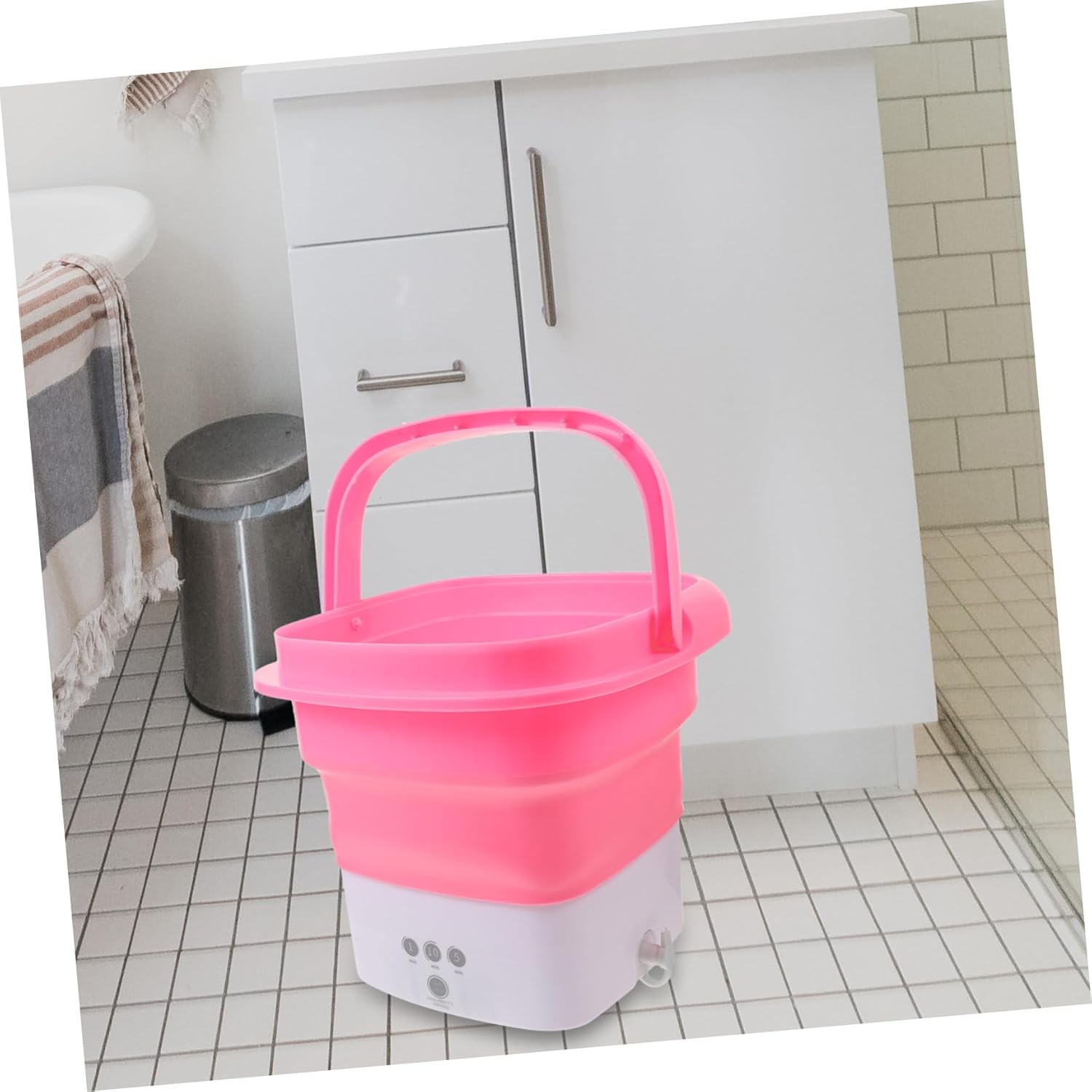 Mikinona Portable Mini Washing Machine with Timer Touch Screen Compact Foldable Laundry Washer for Travel Camping Rv Apartments Small Load Energy Saving US Plug
