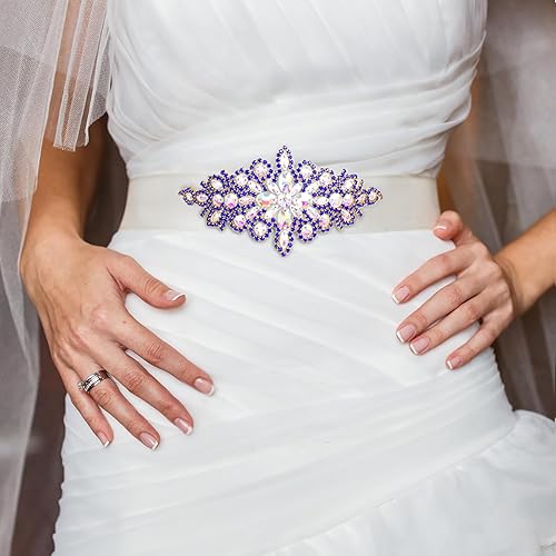 Vista 83 de DUOBAO Rhinestone Pearl Bead Applique Iridescent Rhinestones Appliques for Dresses Vintage Crystal Bridal Sash Wedding Dress Belt