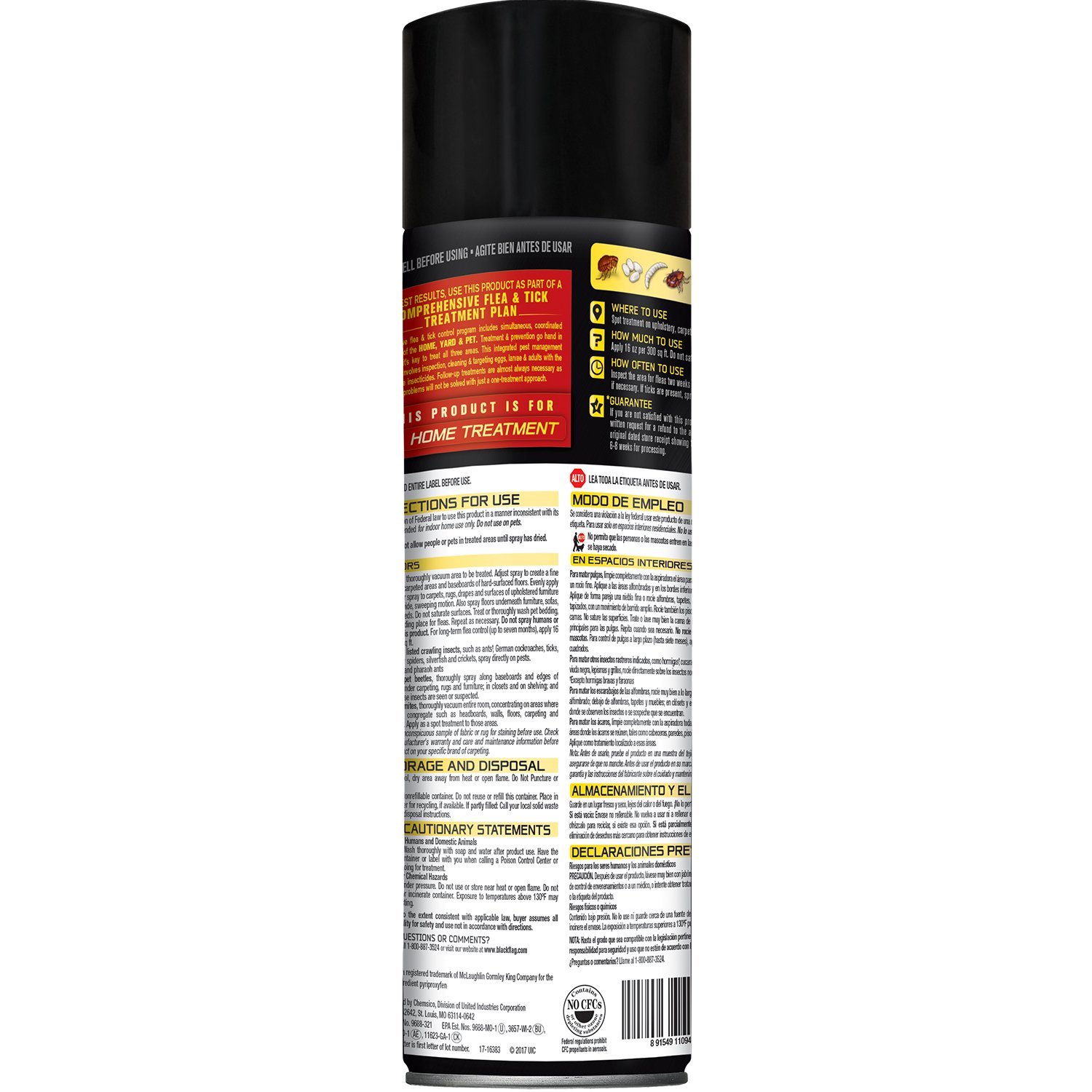 Black Flag Flea & Tick Killer for Upholstery & Pet Bedding Aerosol, 16-Ounce, 12-Pack