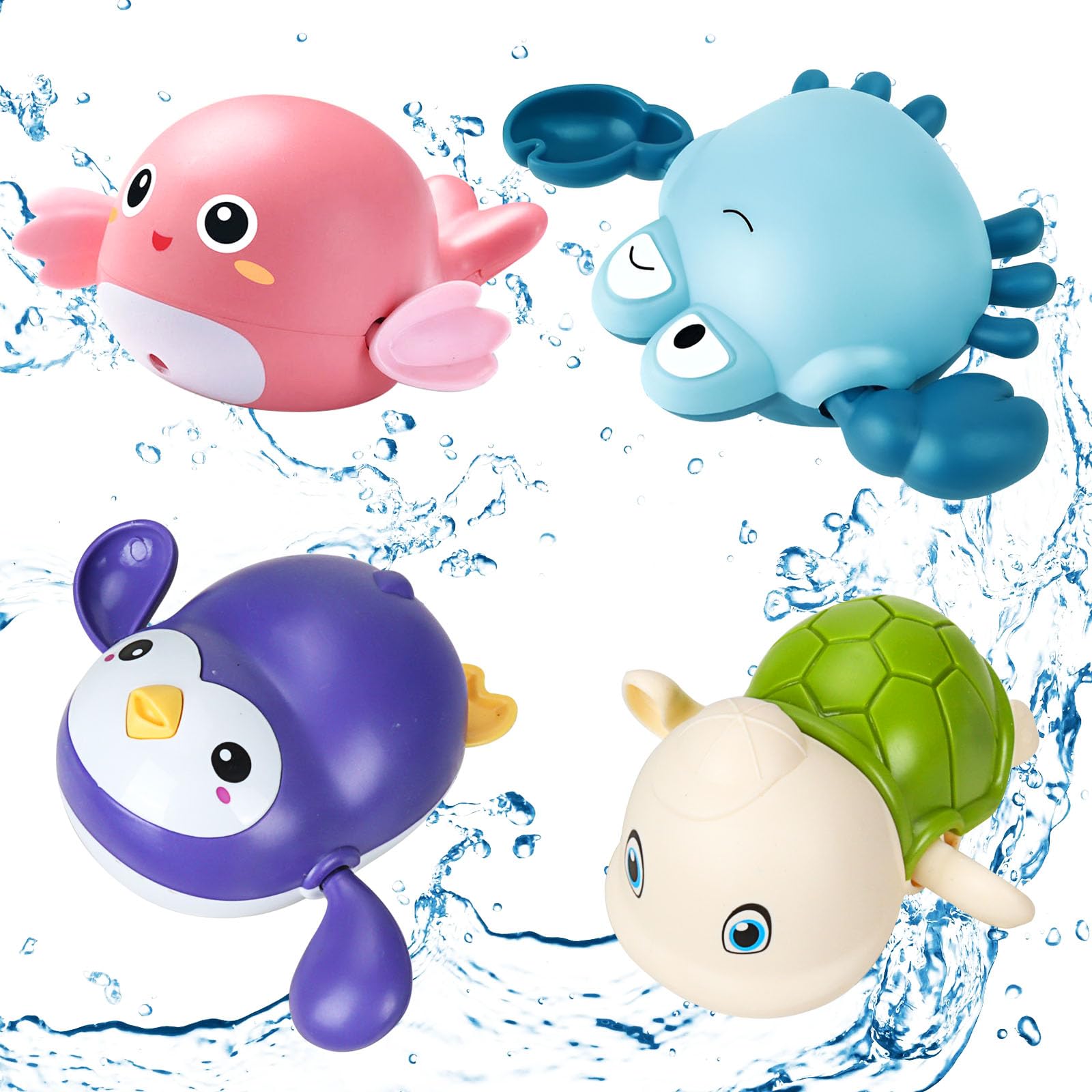 4 Pezzi Giochi Bagnetto Neonato, Animali Giocattolo per Bambino, Bagno per Bambini Giocattoli, Adatto da 1 a 4 Anni, Bambini Giochi da Bagnetto, Giochi da Bagno Galleggianti