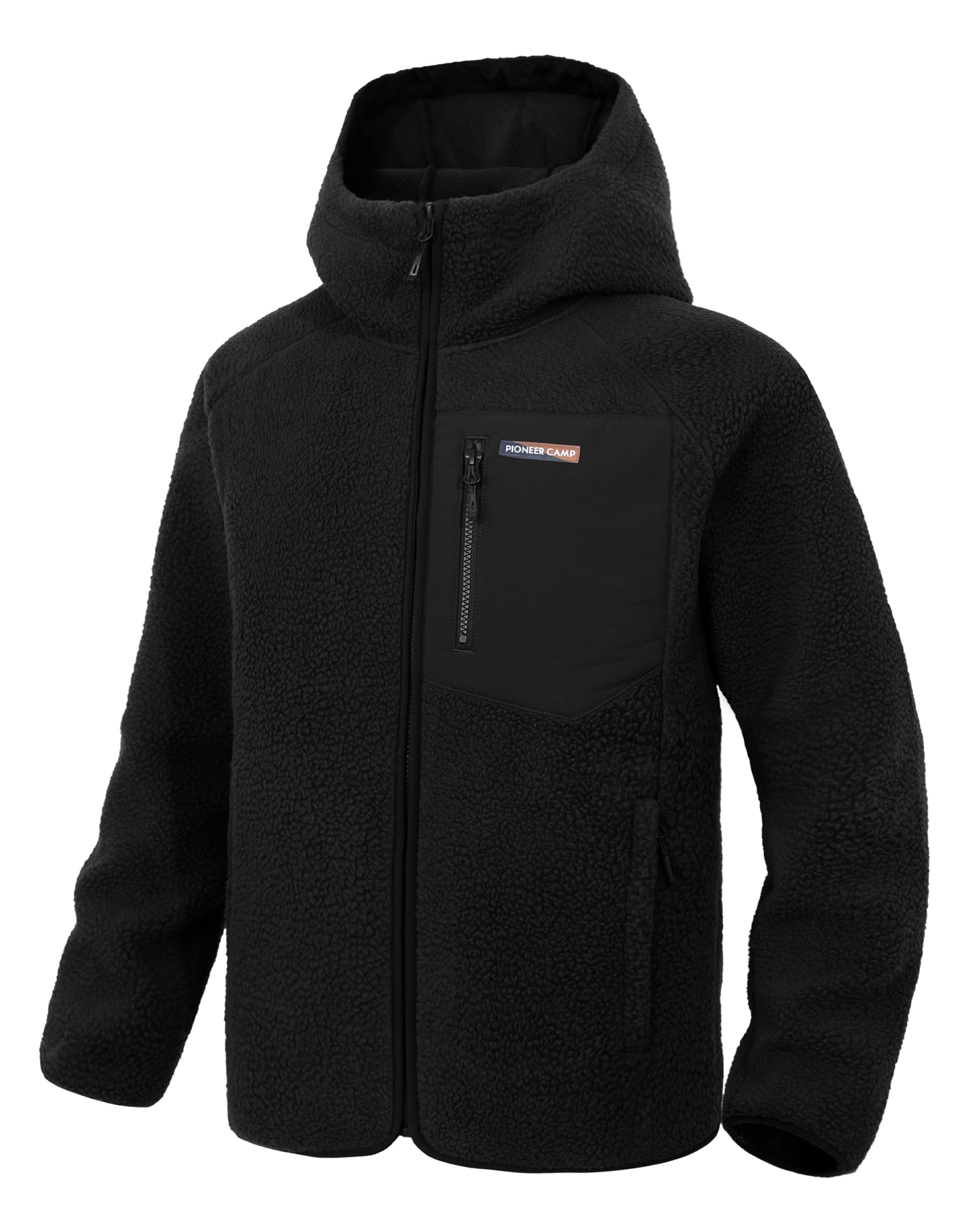 Pioneer Camp Veste Polaire Homme Avec Capuche – Polaire Chaude et Confortable – 5 Poches Pratiques – Respirante et Coupe-Vent – Parfaite pour Montagne et Plein Air