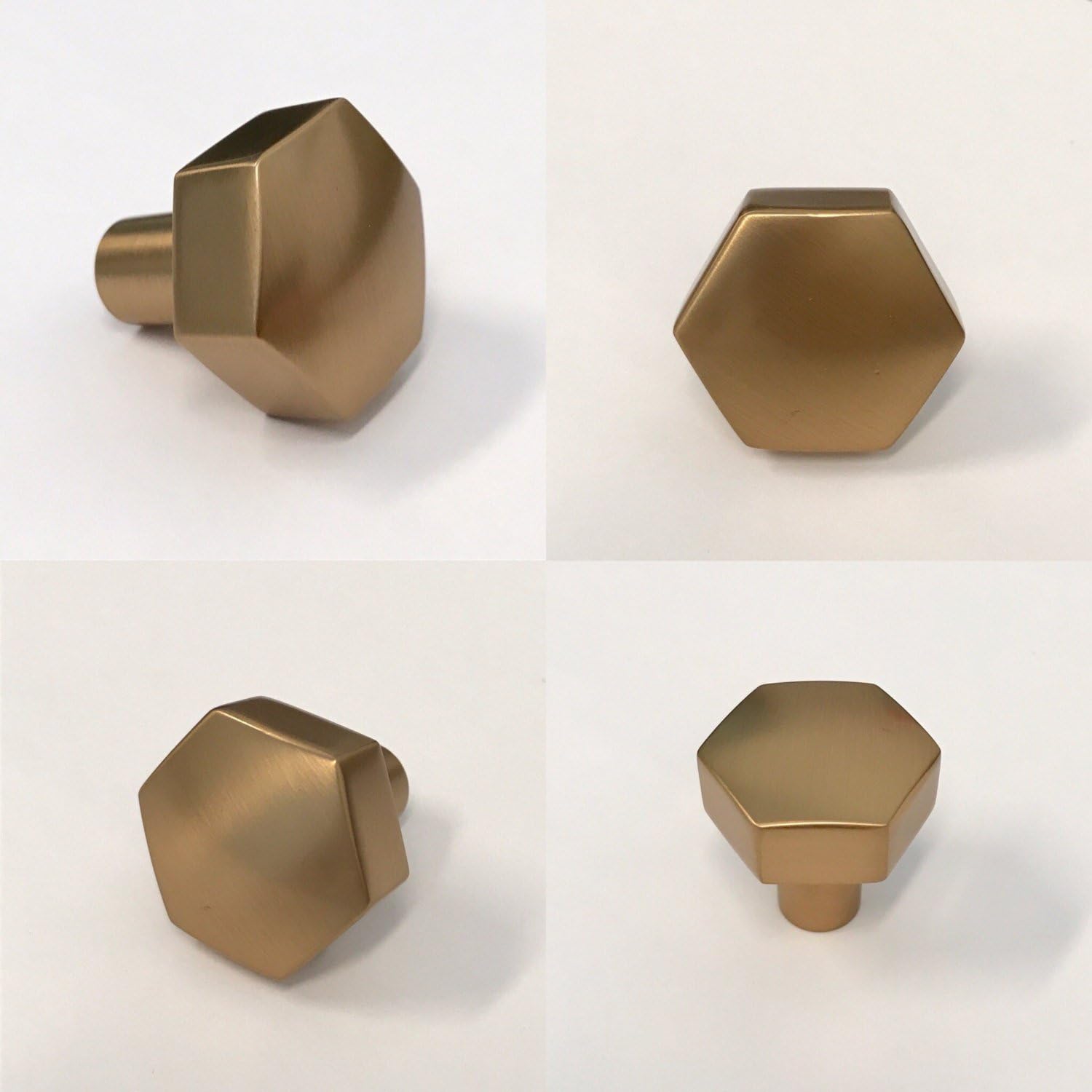 Geometric Brass Cabinet Knob - Pull Handle Furniture Door Knobs and Pull Handles Golden - Single Hole