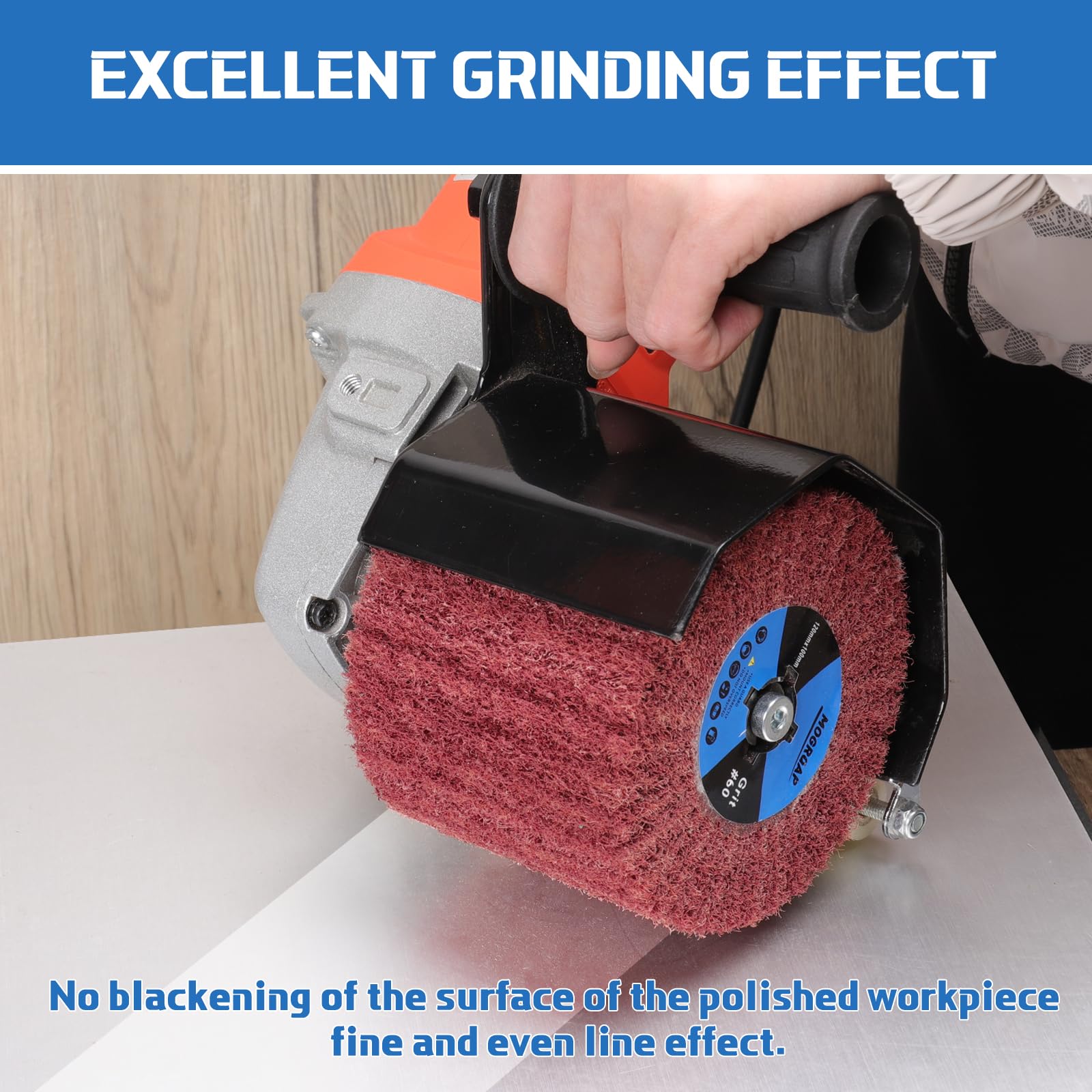 MOGRQAP 60 Grit Nylon Brush Drum Burnishing Polishing Tools Wheels for Sanding Matting Satin on Metal Wood Surface - Image 3