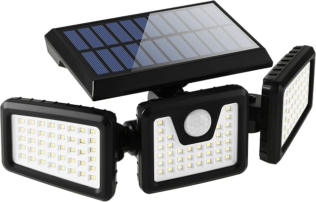 FLOWood Solar Lights 118 LED Solar Security Lights with Motion Sensor IP65 Waterproof 360 Angle Adjustable Solar Spot Light Outdoor for Garage Garden Front Door Wall Driveway Cold White 1 Pack