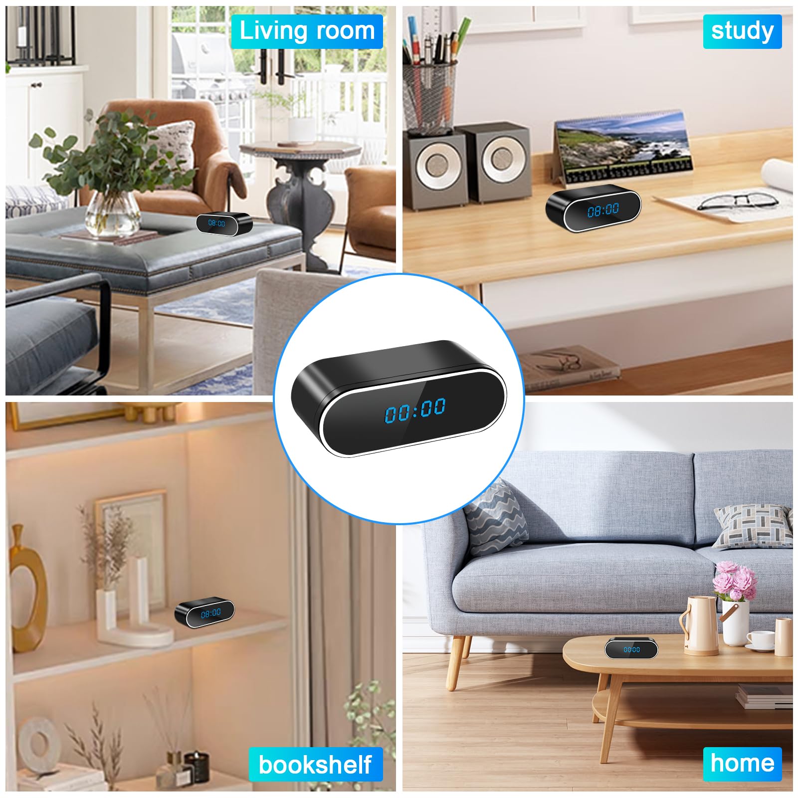 Cámara espía WiFi 5G, Minicámara Oculta Inalámbrica 1080P HD, Microcámara Espía de 120° en Forma de Despertador Detección de Movimiento＆Visión Nocturna Cámara de Vigilancia