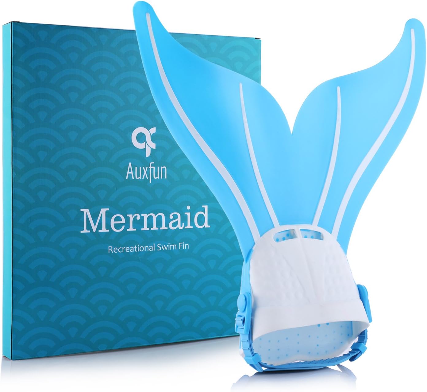 AUXFUN Mermaid Monofin, Adjustable Mermaid Swim Fin Foot Flipper for Kids Children Swimming Diving Training (LightBlue-M)