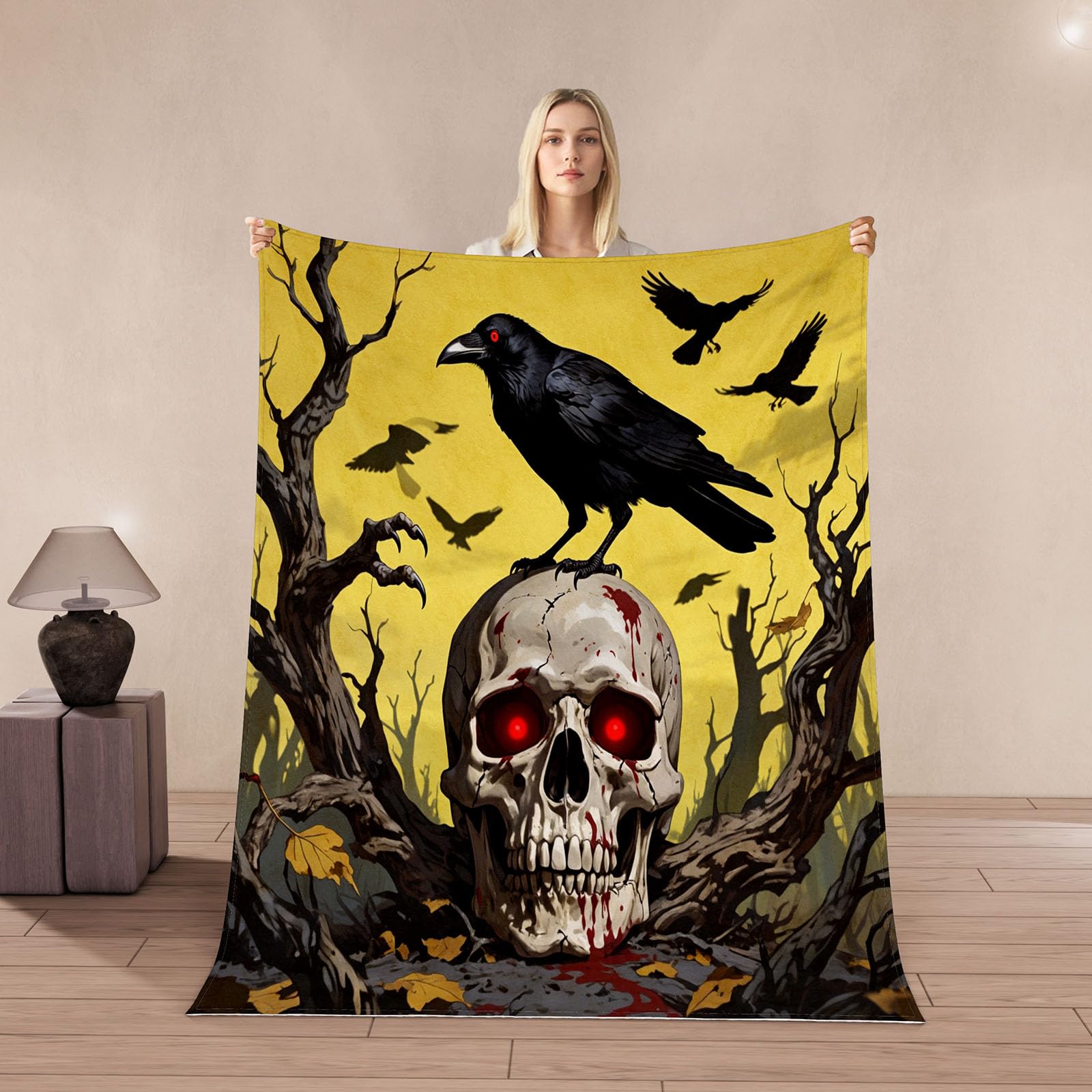 Couverture corbeau flanelle résout nuits fraîches plaid lit