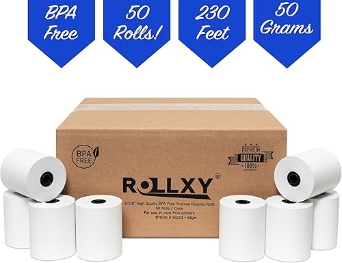 Miniatura 5 de 3 18 x 230 rollos de recibos de papel térmico (50 GSM, núcleo sólido) se adapta a todas las impresoras de cajas registradoras POS, estaciones