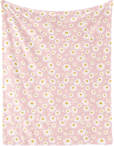 Manta de regalo de margaritas de flores, manta de flores para niñas y mujeres, manta de regalo para graduaciones de cumpleaños, manta ligera suave y