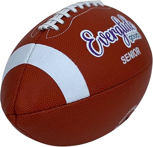 Miniatura 5 de EverGlide - Fútbol americano hecho a mano, piel sintética, tamaño completo y junior, pelota de grano de litchi duradera con cordones de agarre,