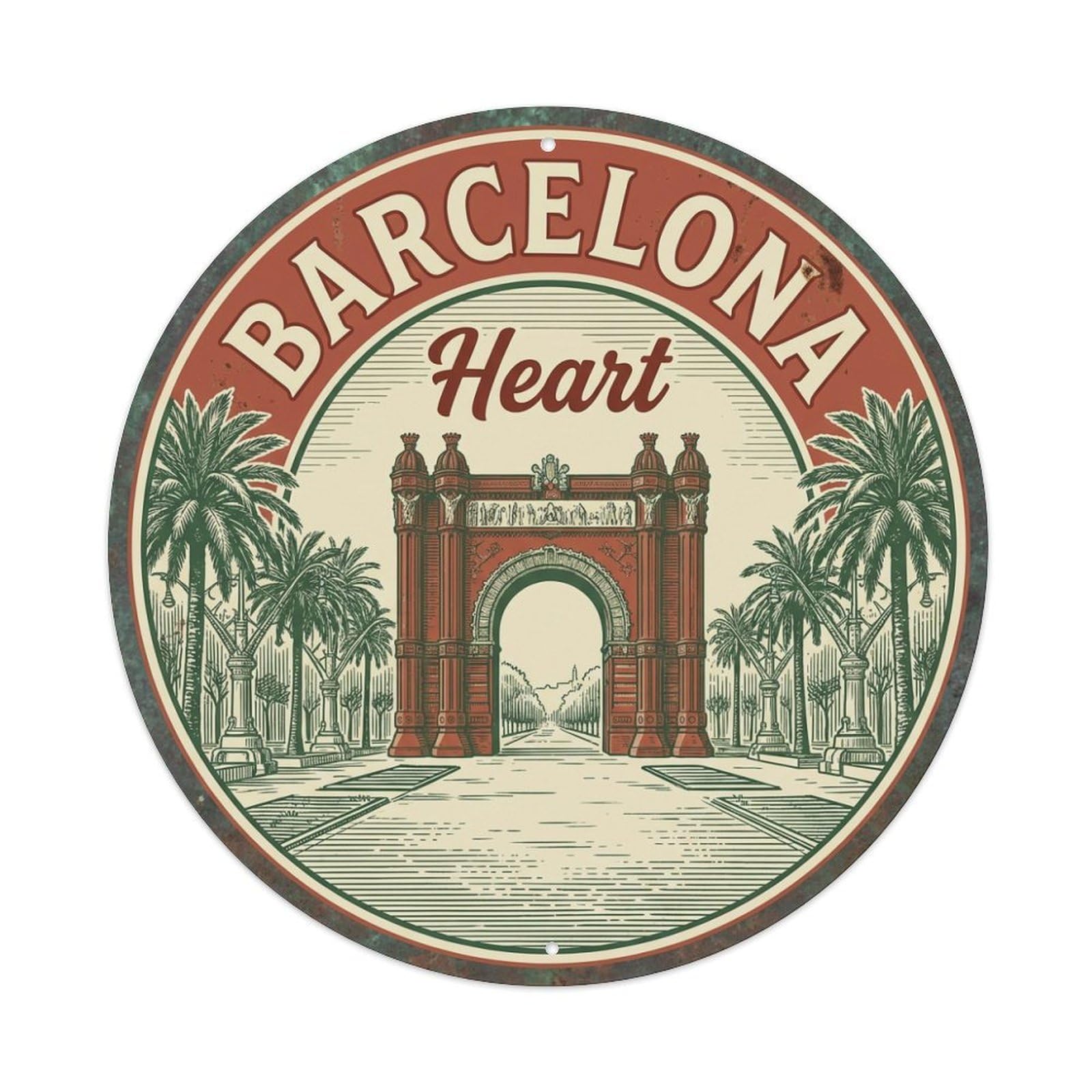 Metal Tin Sign Vintage Travel Barcelona Spain Soul