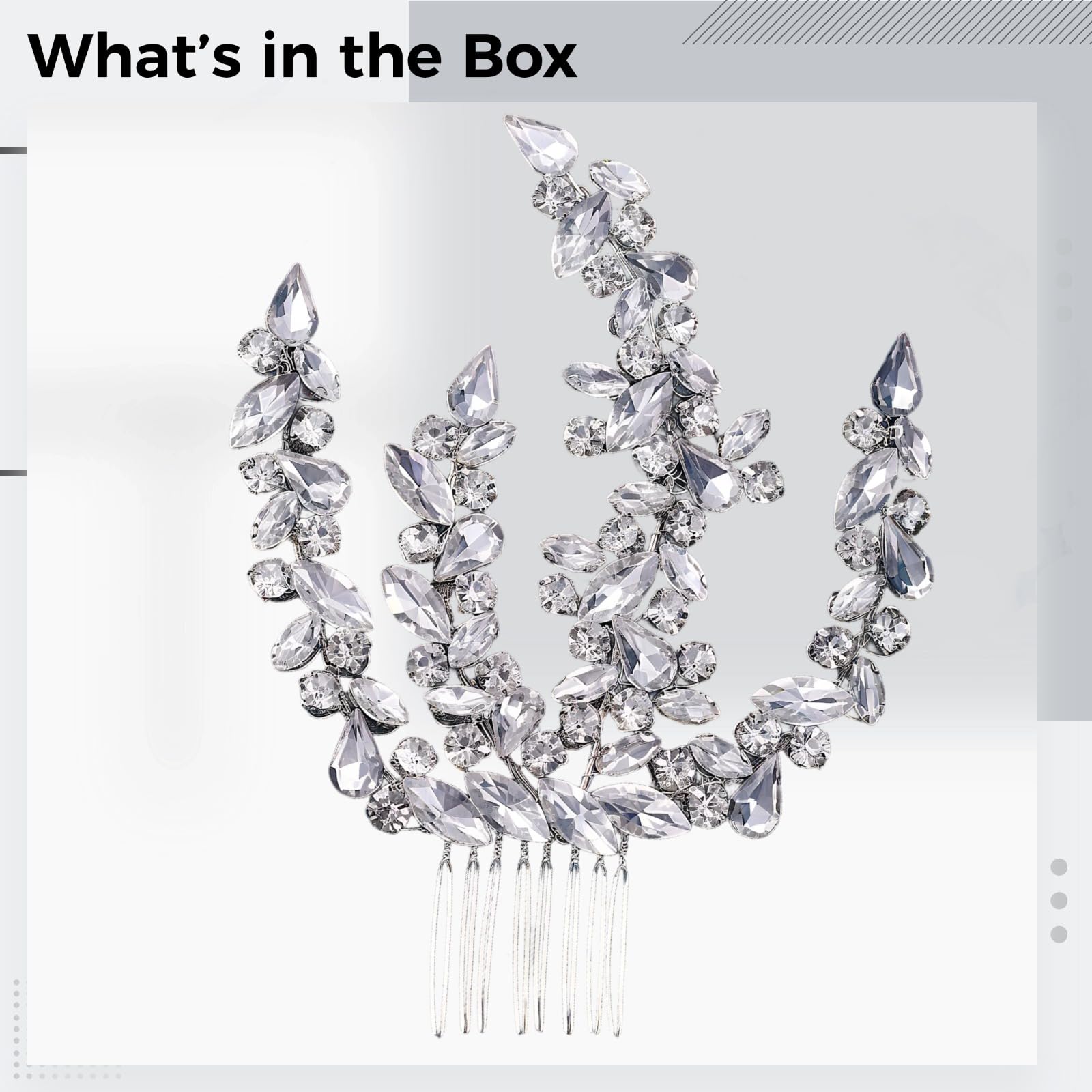 Pettine per capelli da sposa con strass argentati, per acconciature da sposa, elegante e stile, lunghezza 5,5 in / 14 cm