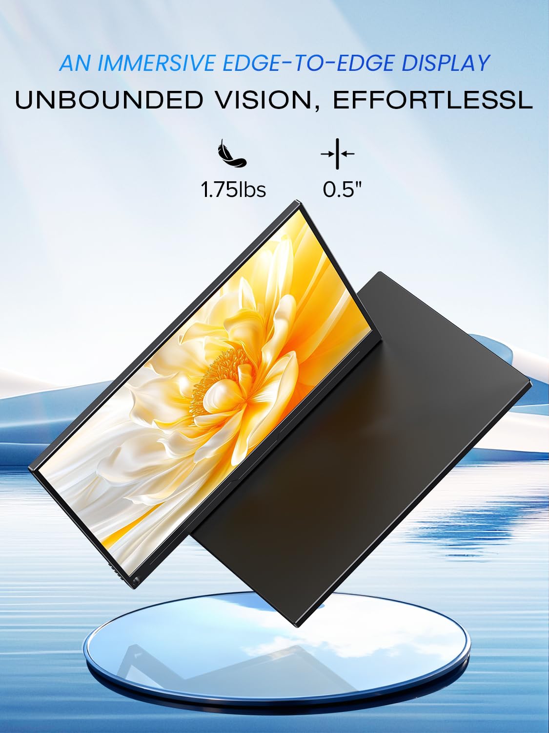UPERFECT 16 Pouces 2.5K Ecran Portable QLED Moniteur Portable 2560 * 1600 150% sRGB 2000：1 500Nits Écran Mobile Moniteur Haute définition avec Interface HDMI/USB C