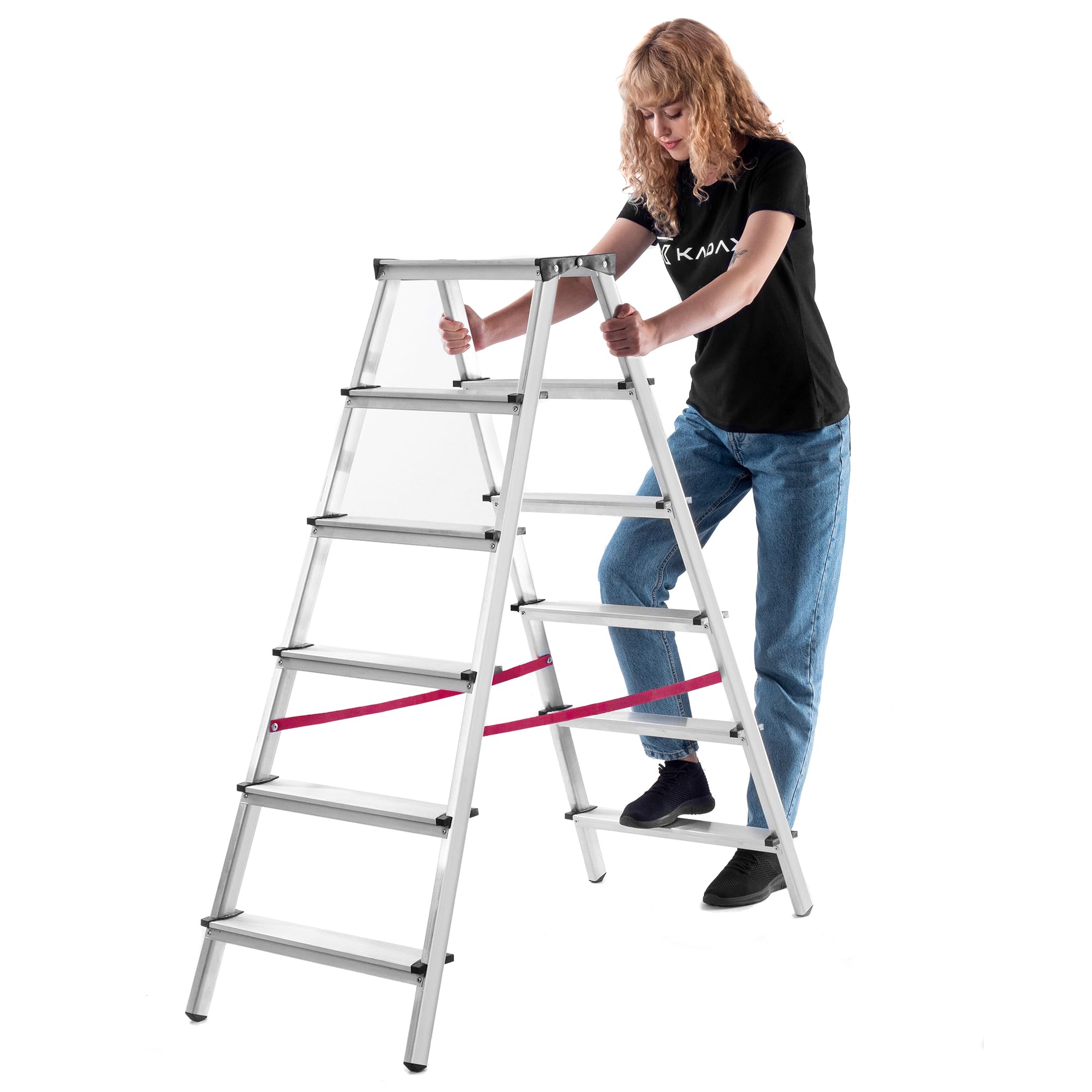 KADAX Dubbelzijdige aluminium ladder, vouwladder, belastbaar tot 125 kg