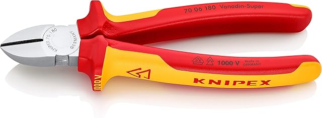 Knipex Diagonal Cutter chrome-plated, insulated with multi-component grips, VDE-tested 180 mm 70 06 180