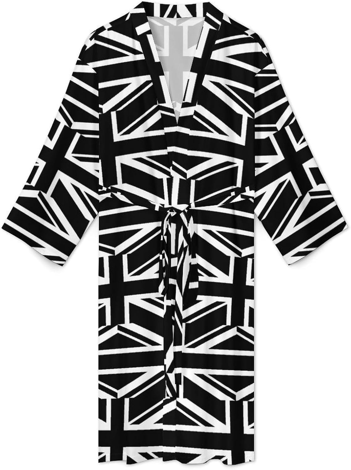 Flag of The United Kingdom Black Mens Robe Long Bathrobe for Women Bath Robes Lightweight Soft Printed Sleepwear