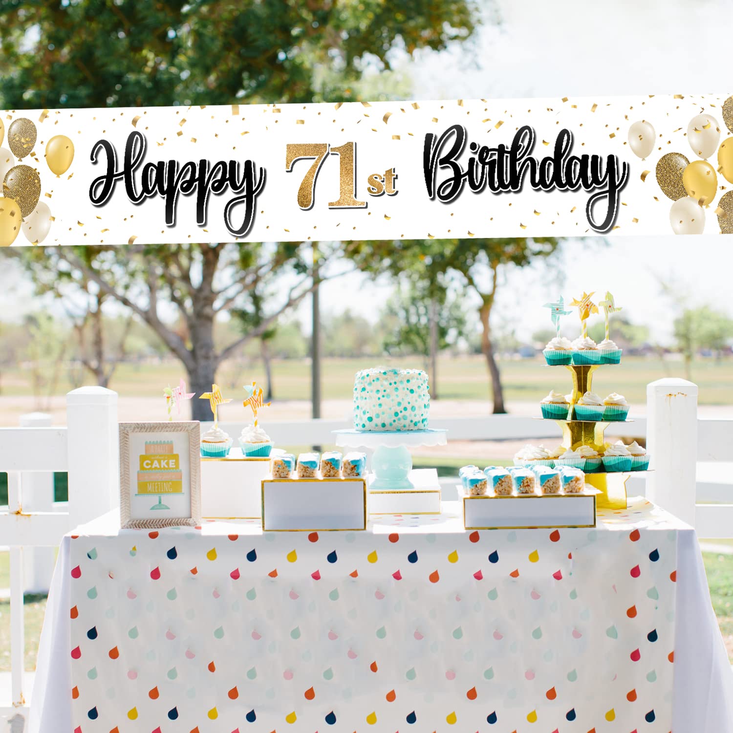 PAKBOOM 71st Birthday Backdrop Banner - Black & Gold, 4x6 Ft For Party Photo Booth Decor