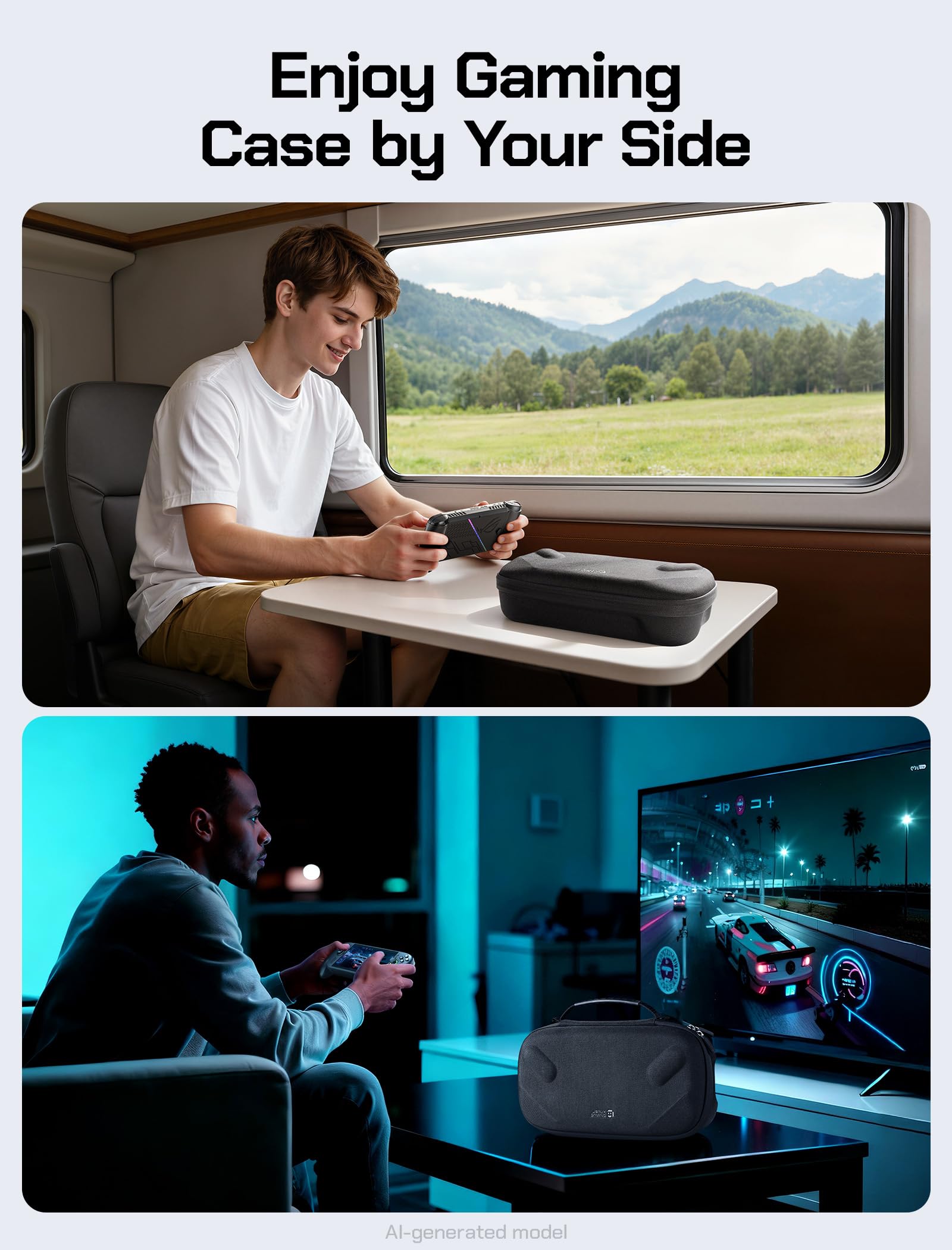 JSAUX Custodia da trasporto per ROG Xbox Ally / ROG Xbox Ally X (2025) a due piani, guscio rigido protettivo, custodia da viaggio portatile a doppio strato adatta per adattatore, cavo e accessori