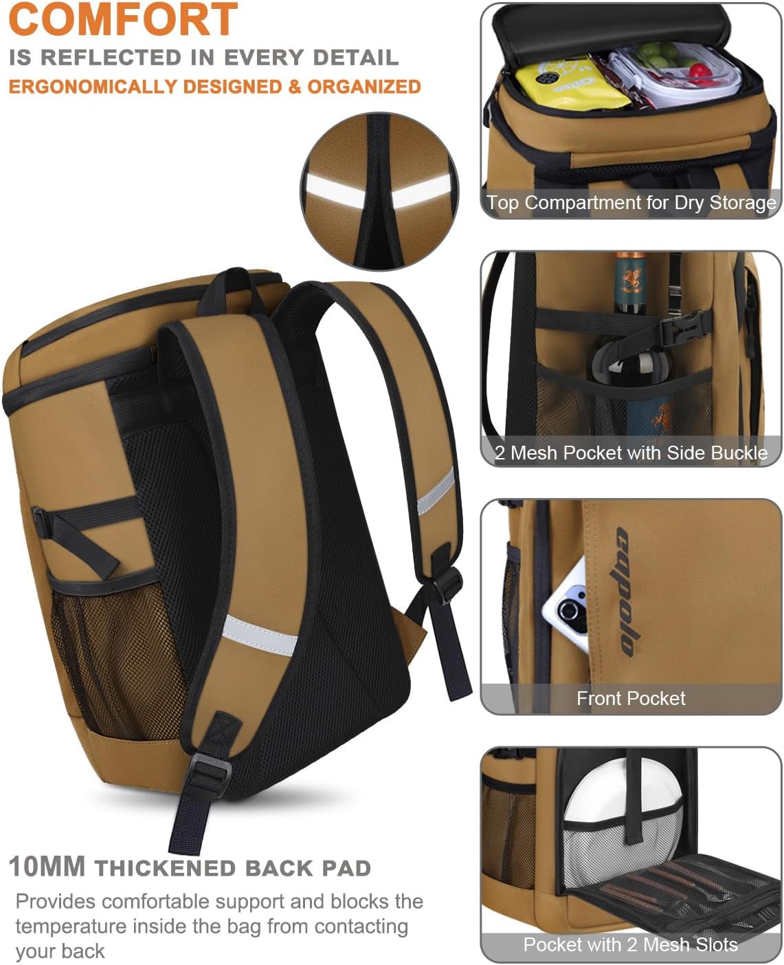 Capolo Cooler Backpack Insulated Leak Proof for Women Men Soft Cooler Bag image 5