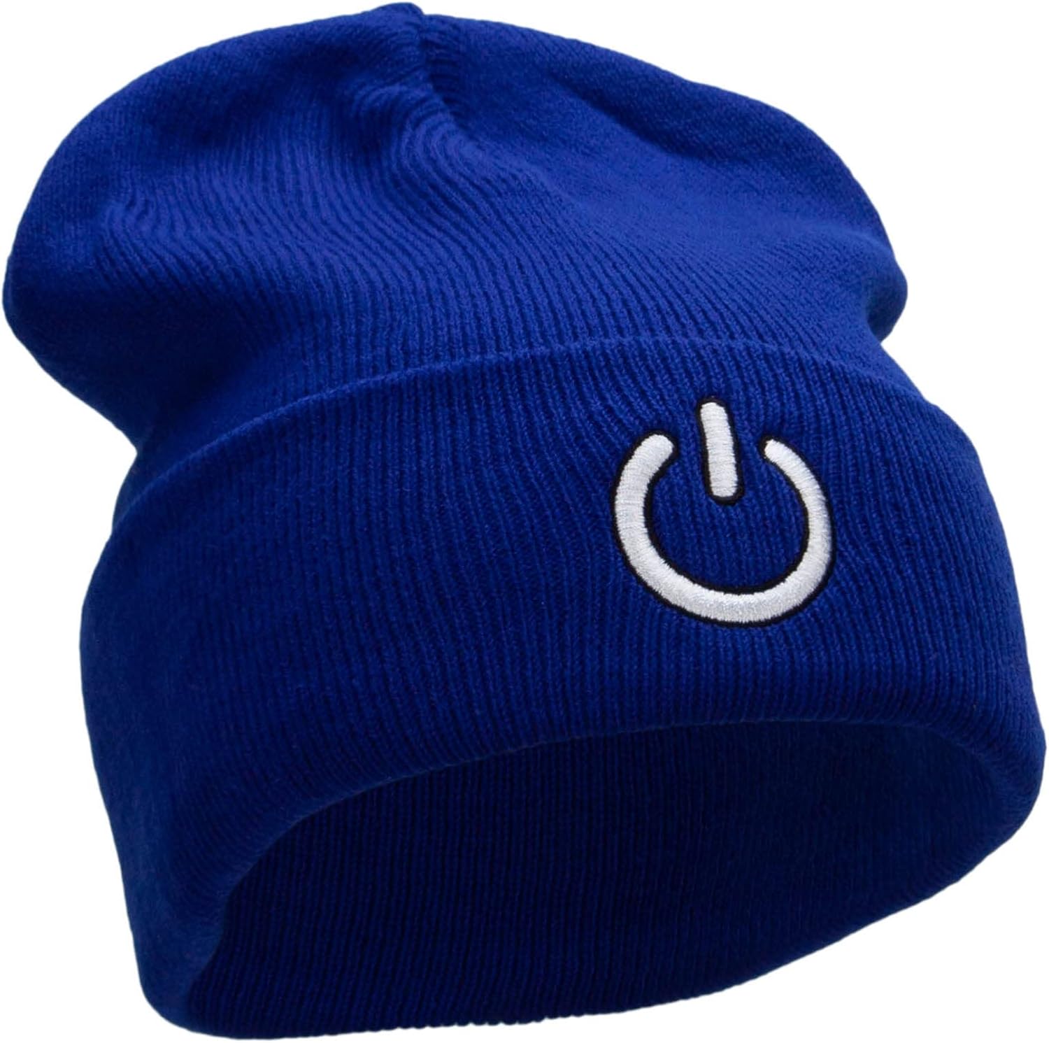 e4Hats.com Power Button Embroidered 12 Inch Long Knitted Beanie