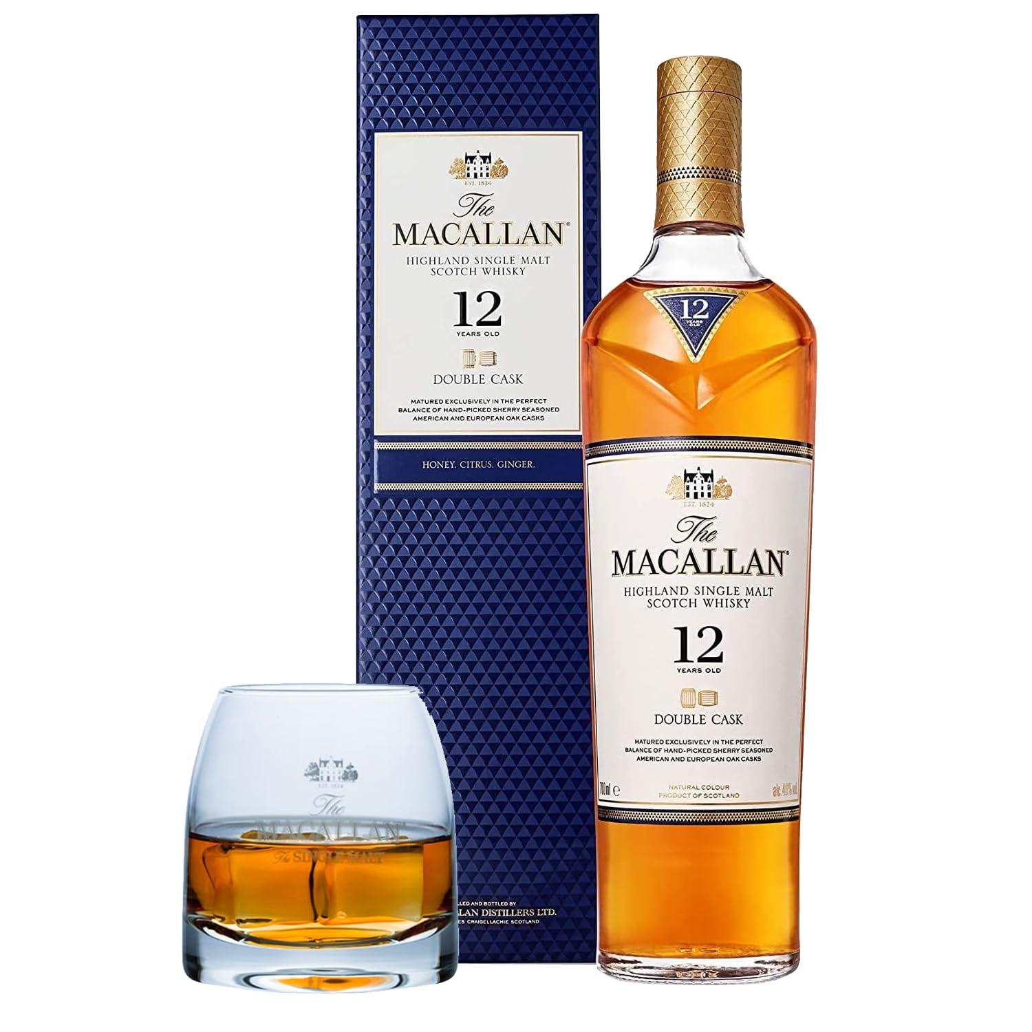 Macallan 12 Year Old Double Cask Whisky 70cl - With Macallan Whisky Glass