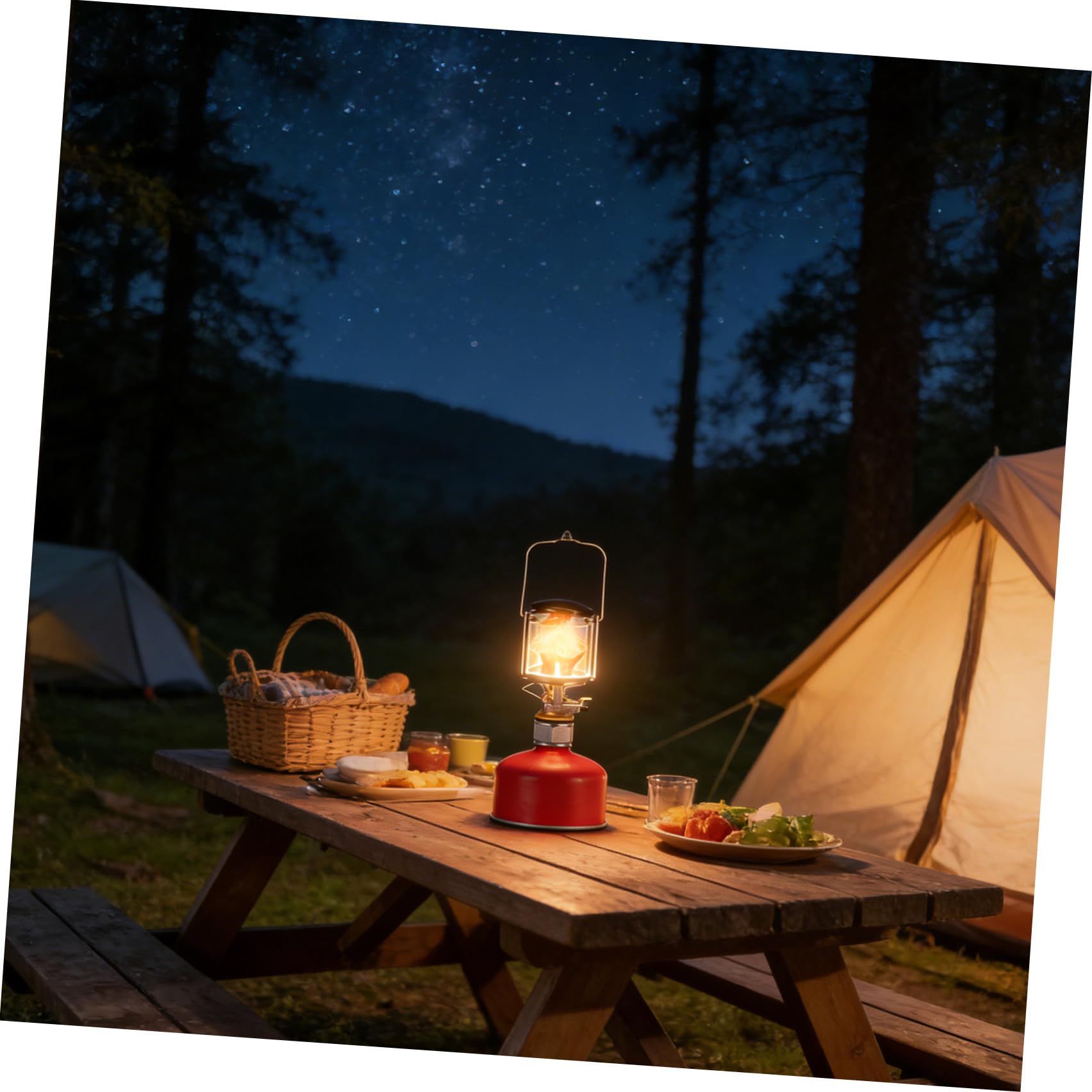 DOITOOL Lampada da Campeggio a Gas Portatile in Rame e Acciaio Inossidabile con Illuminazione per Esterni, per Tende e Rifornimento di Emergenza