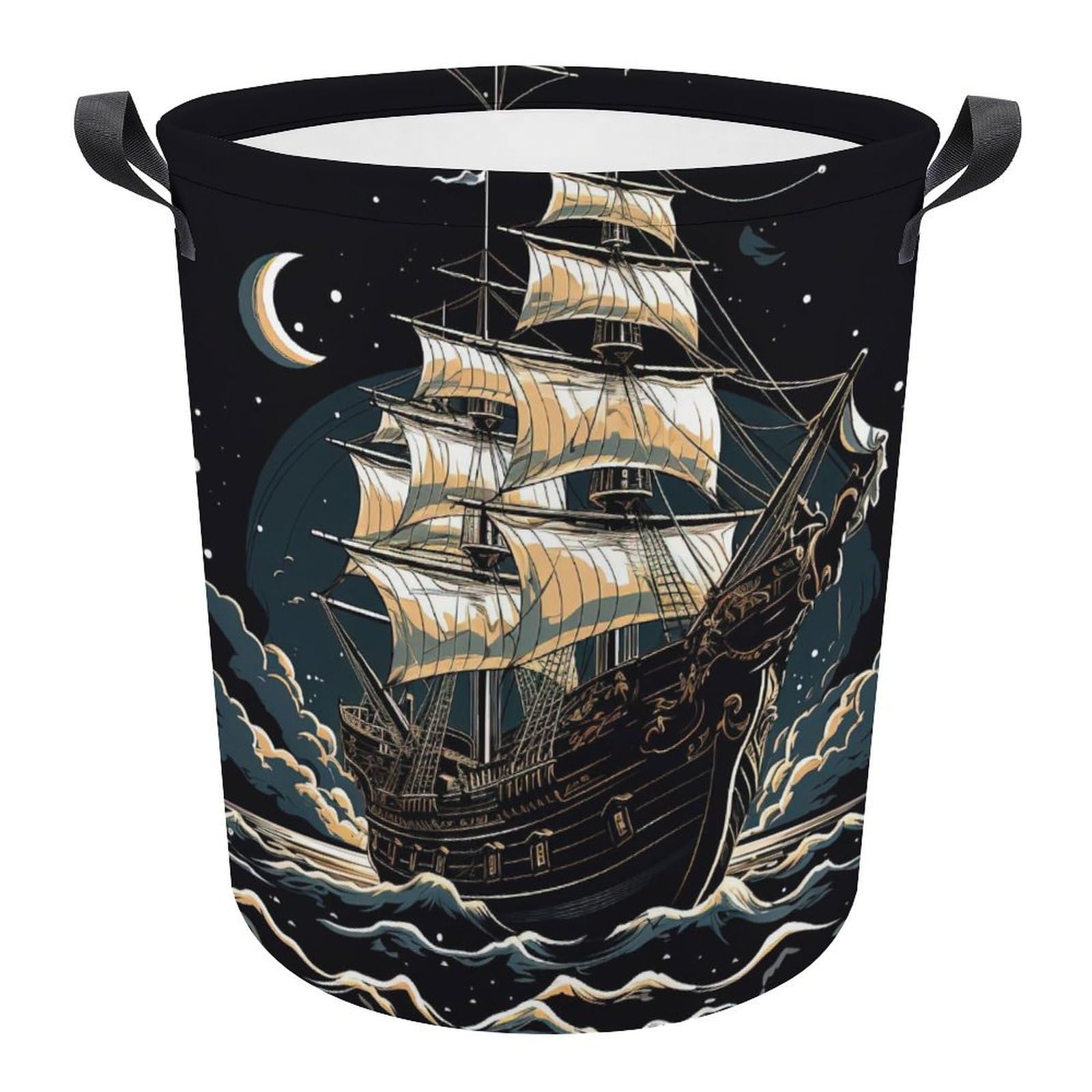 Cesta para la colada de velero antiguo impermeable cubo de ropa sucia Ronda para baño 34x42cm