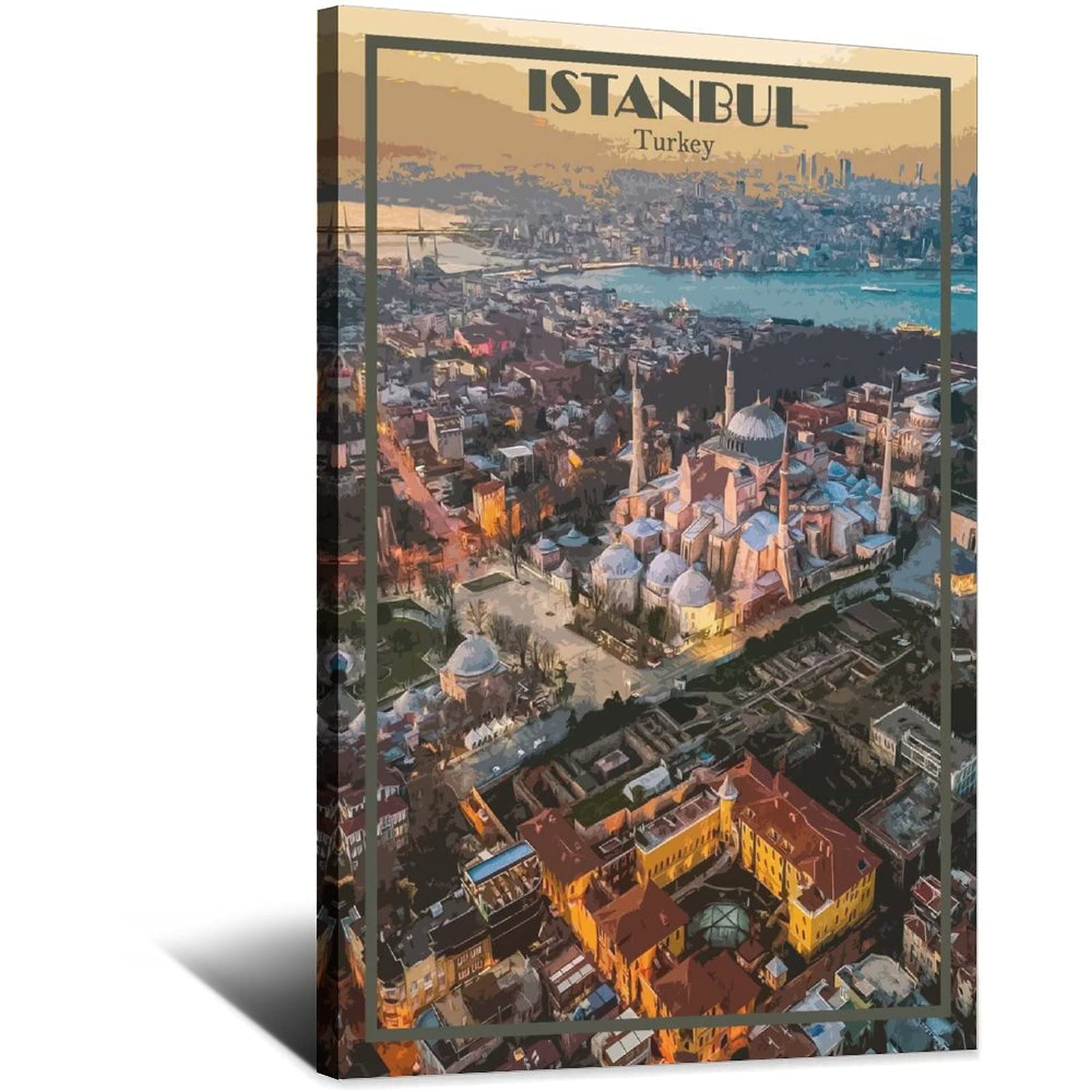 Cartel decorativo de viaje de Estambul Turquía Paisaje Vintage Carteles decorativos Dormitorio Moderno Lienzo Arte Póster Pintura Carteles Decoración de pared Arte Regalo