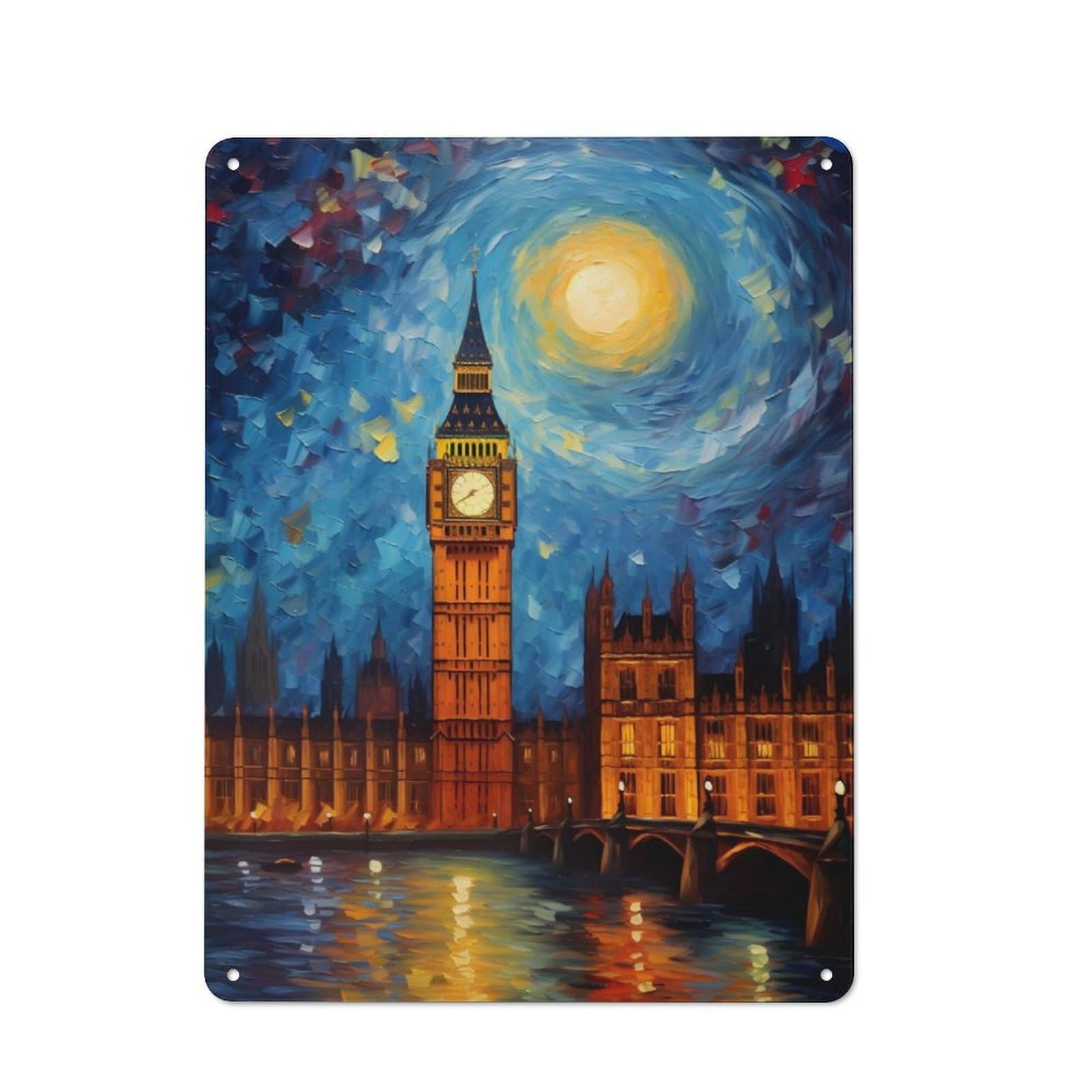 Junmoney Big Ben Retro-Style Metal Wall Sign 40X30cm For Pub Or Café, A New Home Present For Hospitality Wall Decor Collectors