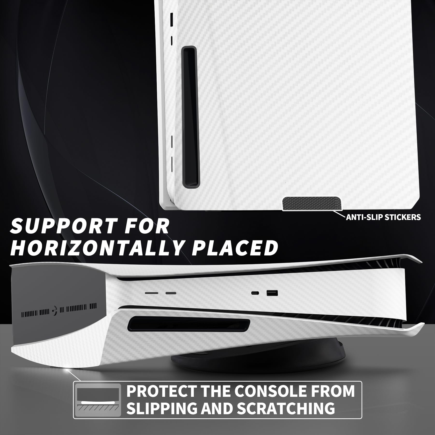 eXtremeRate eXcover Copertura per ps5 Console Disc Edition,Cover Coperchio Custodia Placca Shell Ricambio per ps5 Console Standard Versione-Fibra di Carbonio Bianca