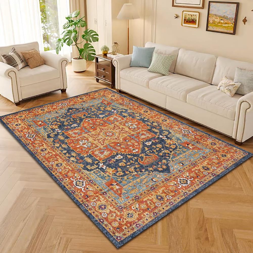 Tapis de chambre adulte grande taille jaune vintage 140x200