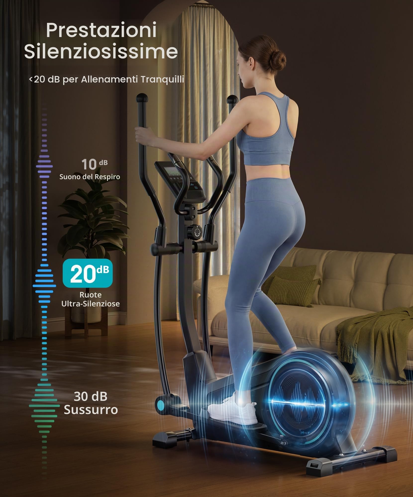 Dripex Ellittica da Casa Ultra Silenziosa, 16 Livelli di Resistenza Magnetica, Display LCD, Supporta fino a 120 kg, Macchina Cardio per Allenamento Total Body