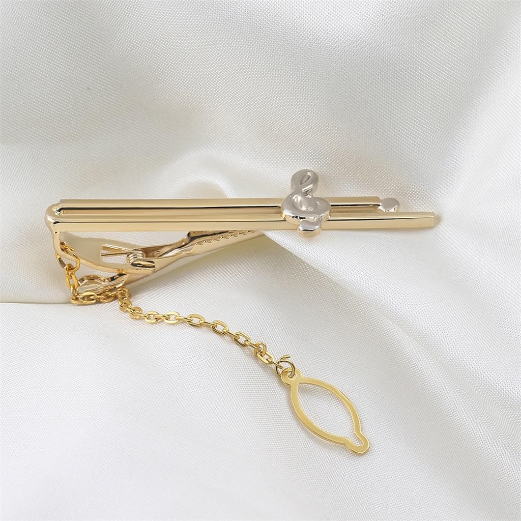 Tie Clips Note Gold Metal Tie Clip Metal Personality Shirt Collar Clip Men's Formal Tie Clip Copper Clip