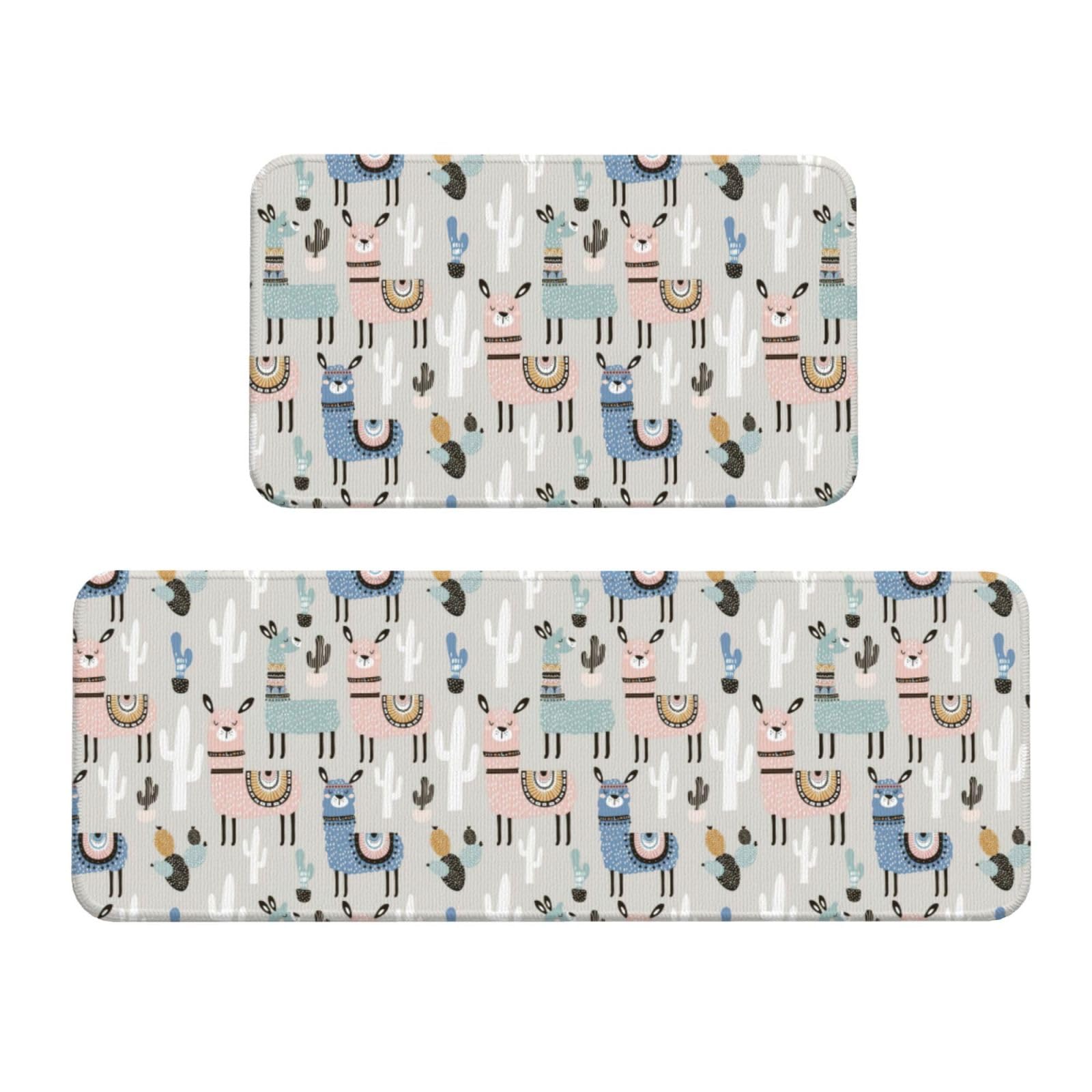 Tapis de cuisine antidérapants de Noël Llama Cactus : sécurité et confort au sol (lot de 2)