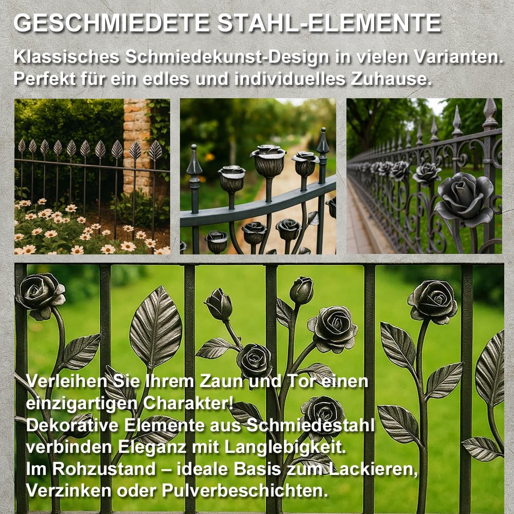 STAL 10 Stück Zaundekoration Zierelement Metallblumen Metallblätter Blätter 100-110 (50x50mm -50.110/10 Stück)