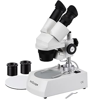 AmScope SE305-PX Binocular Stereo Microscope, WF5x and WF10x Eyepieces, 5X/10X/15X/30X Magnification