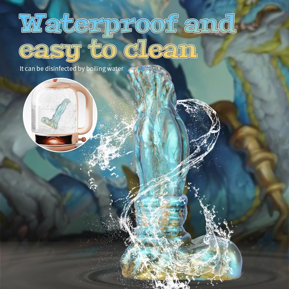 Realistic Squirting Dragon Dildo, 7.67in Long Fantasy Huge Thick Dildo Anal Sex Toy with Suction Cup,Silicone Adult Toy for Men and Women Couples (S)