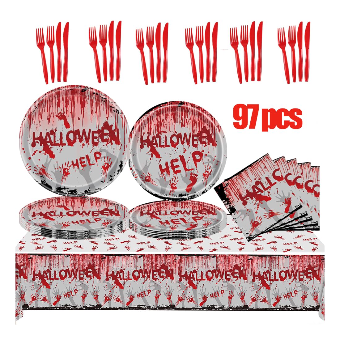 Halloween Party Supplies Tableware Set, Scary Halloween Party Supplies