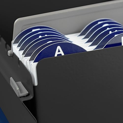 Miniatura 6 de Acrimet Caja organizadora de archivos de tamaño de tarjeta de presentación de índice con base de metal resistente (tarjetas de índice AZ y divisor