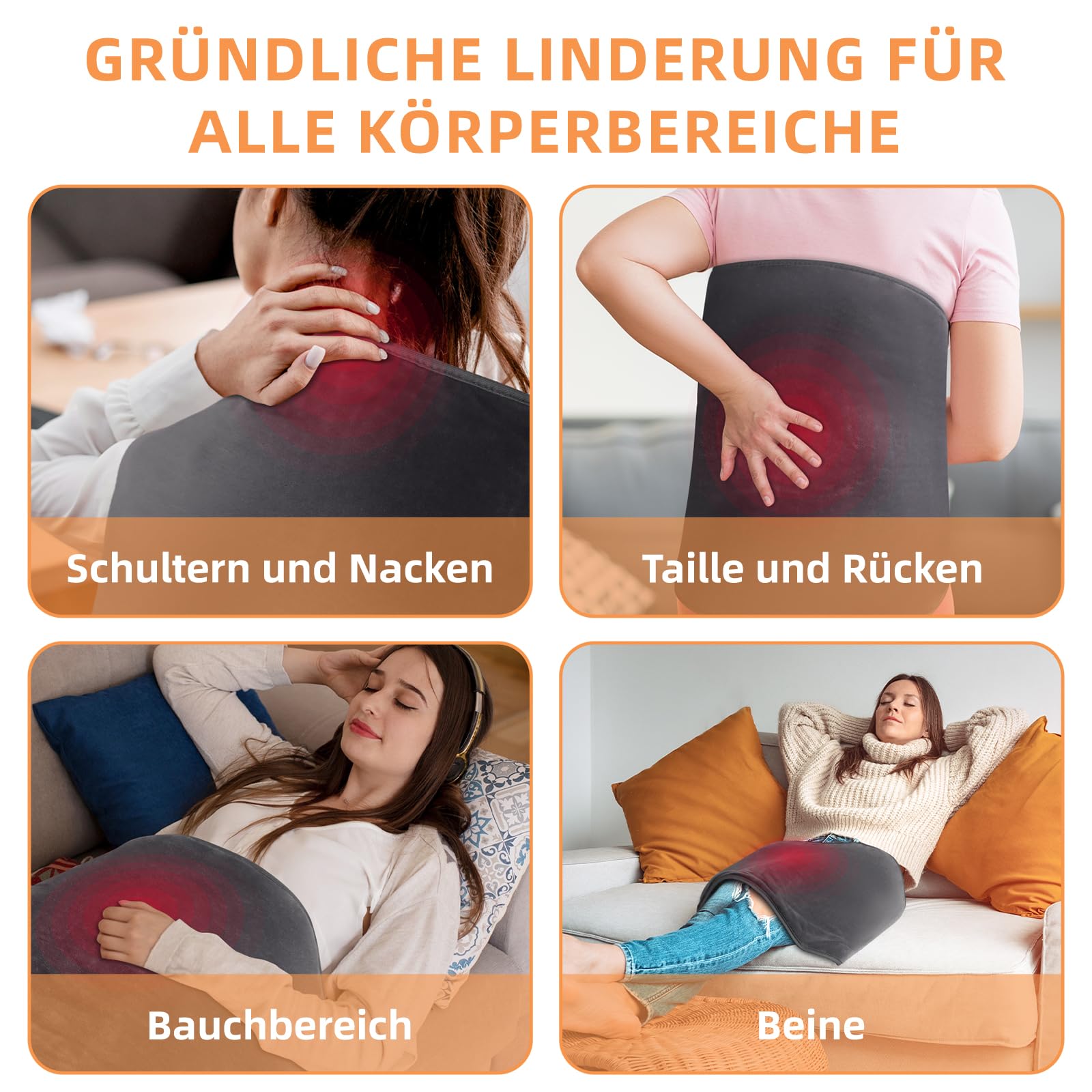 Heizkissen mit Abschaltautomatik, Allround Heizgürtel Elektrische Wärmekissen mit Abschaltautomatik 6 Temperaturstufen für Rücken Nacken Schulter Bauch Maschinenwaschbar