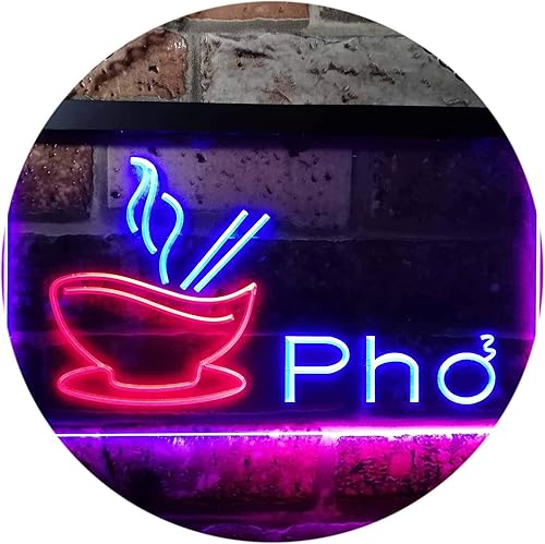 Pho - Letrero de neón LED de doble color, para restaurante, fideos vietnamitas, rojo y azul, 16 x 12 pulgadas, st6s43-i0459-rb